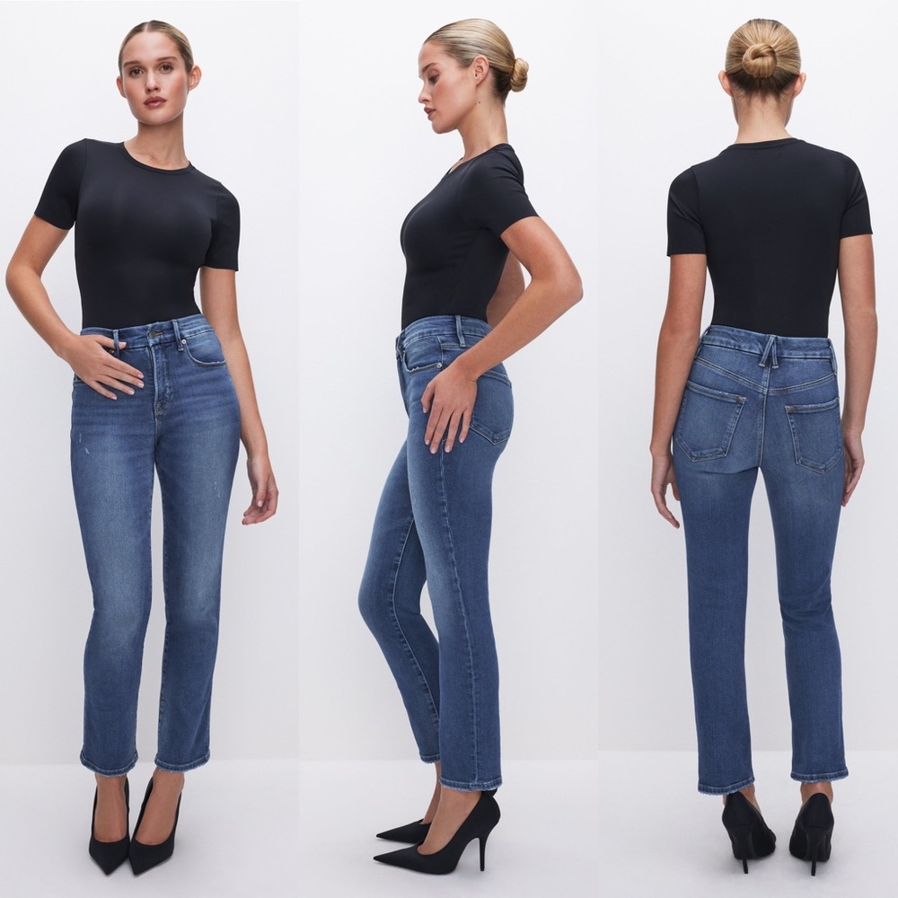 NEW GOOD AMERICAN Good Legs Straight Jeans | Medium Wash